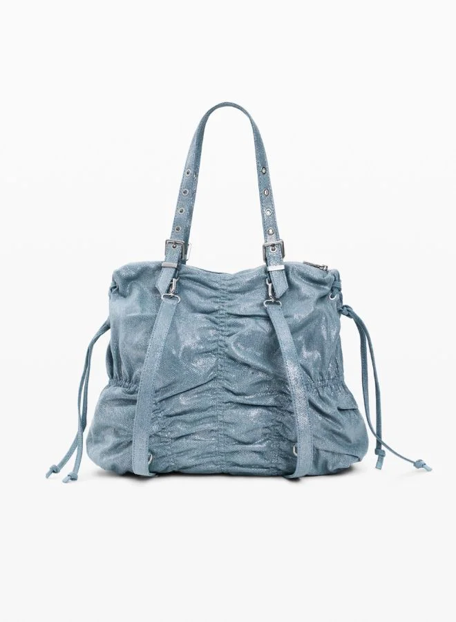 DESIGUAL Blue Medium ruched denim backpack for Women | Best Price UAE